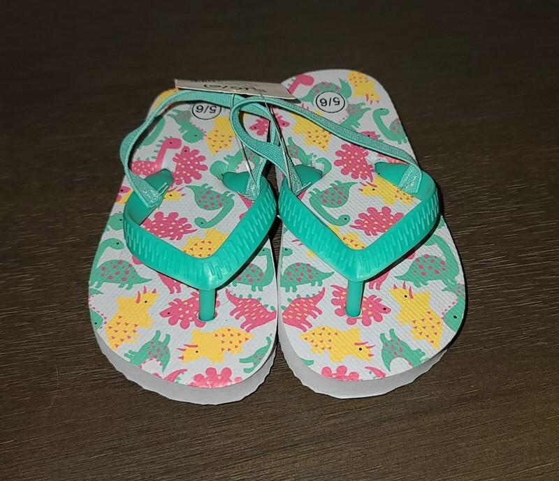NEW TODDLER GIRLS DINOSAUR FLIP FLOP SANDALS SIZE S 5/6
