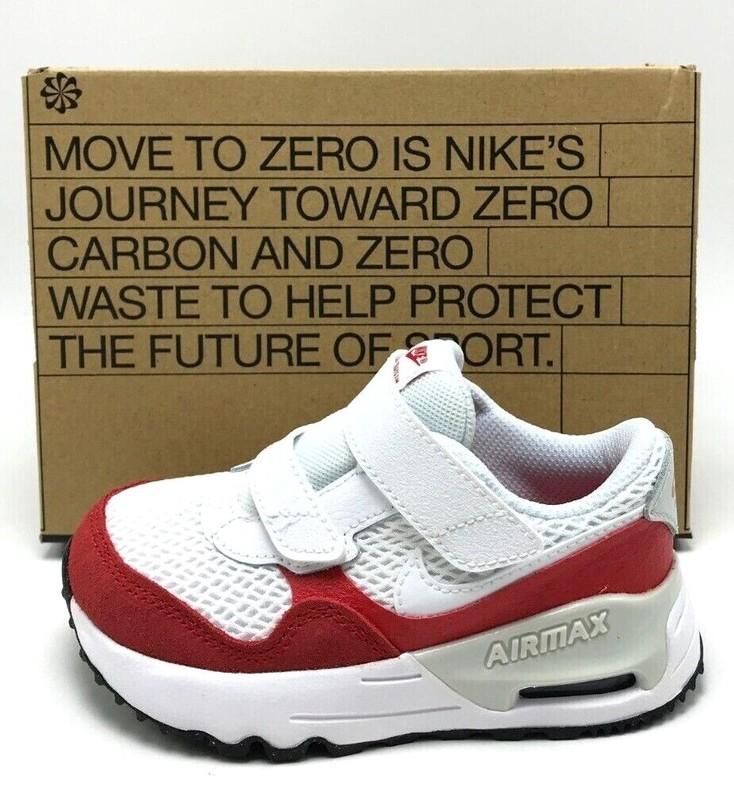 *NEW* Toddler NIKE AIR MAX SYSTEM (TD) WHITE/RED (DQ0286 108) SZ 2.0C - 10.0C
