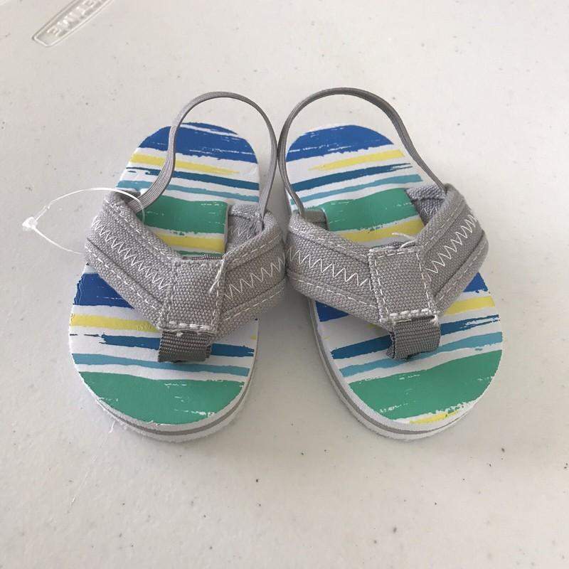 NEW Toddler Thong Sandals With Elastic Slingback Strap Size Small 5/6 Striped