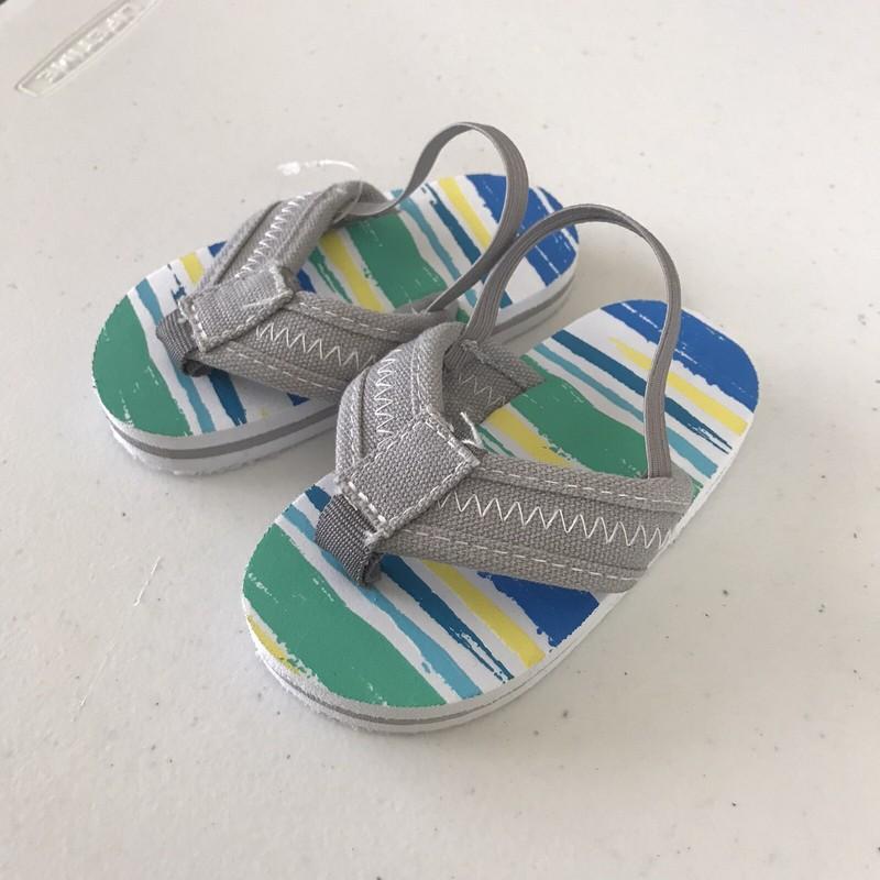 NEW Toddler Thong Sandals With Elastic Slingback Strap Size Small 5/6 Striped