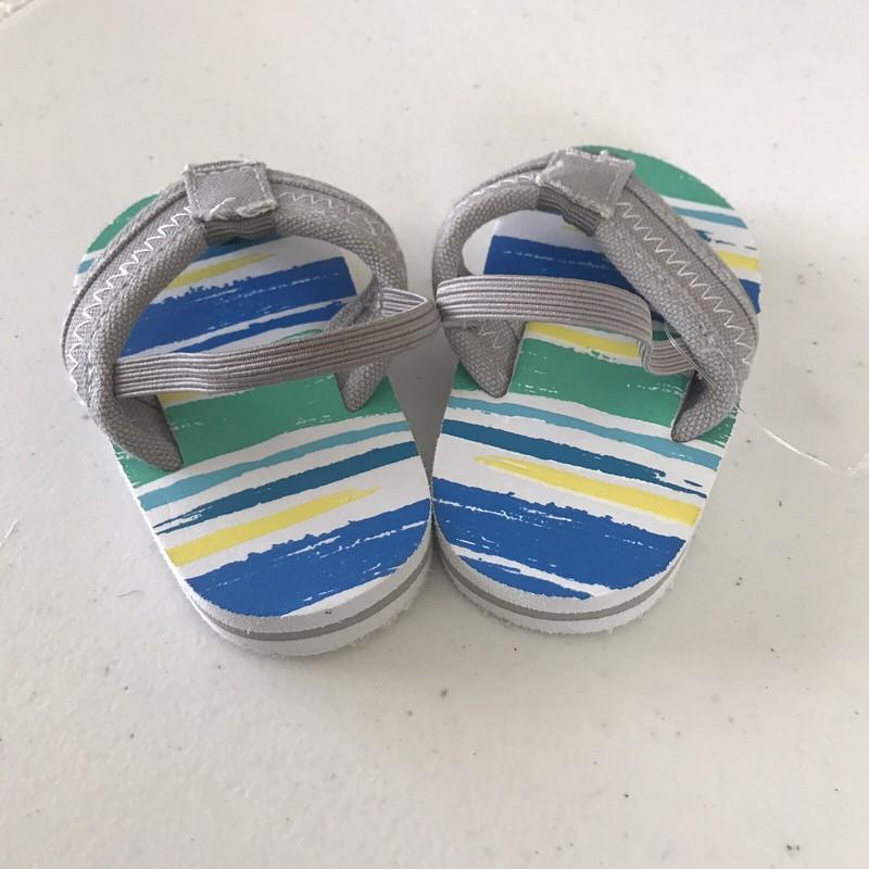 NEW Toddler Thong Sandals With Elastic Slingback Strap Size Small 5/6 Striped