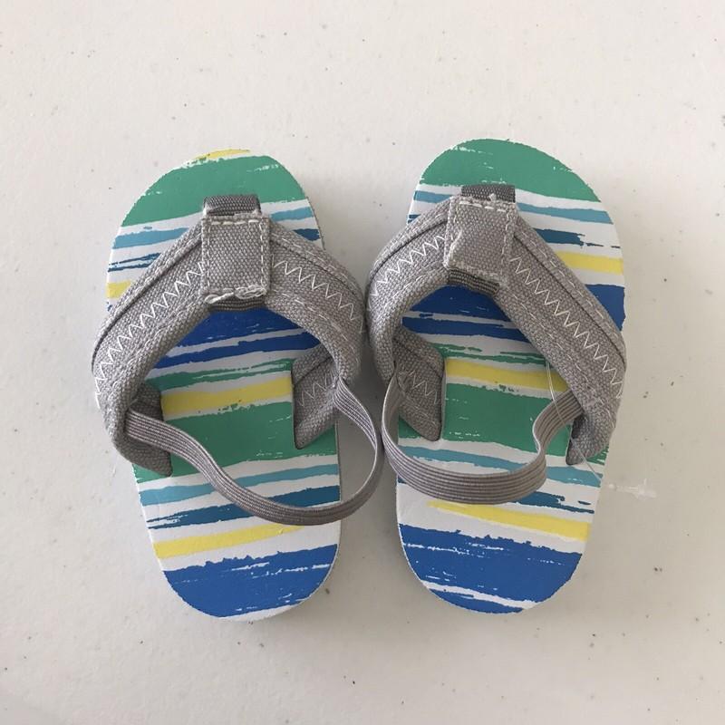 NEW Toddler Thong Sandals with Elastic Slingback Strap Size Small 5/6 Striped
