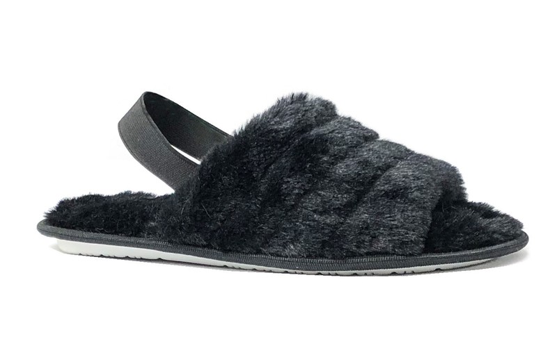 New Women And Girls Faux Fur Slide Open Toe With Elastic Band Fur Sandals
