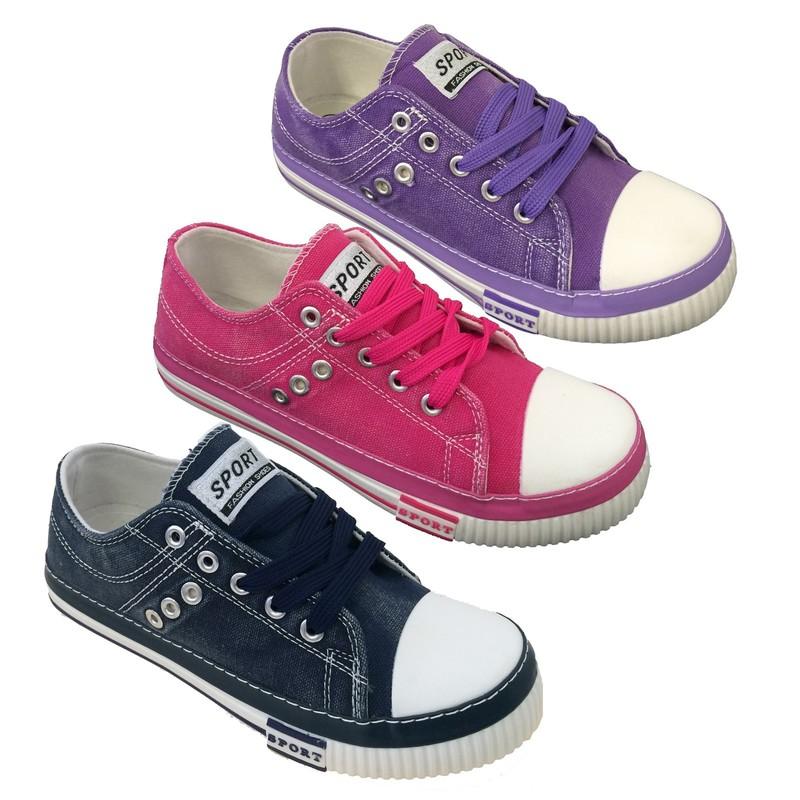 New Women's Canvas Sneakers Jeans Lace Up Casual Shoes Denim Stone-Washed Sizes