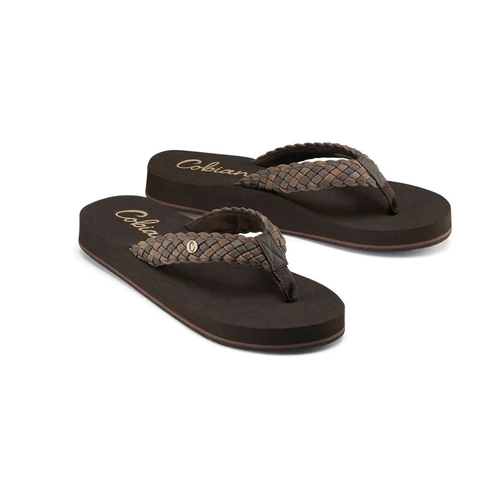 New Women's Chocolate Cobian Braided Bounce Flip Flops Sandals Size 6