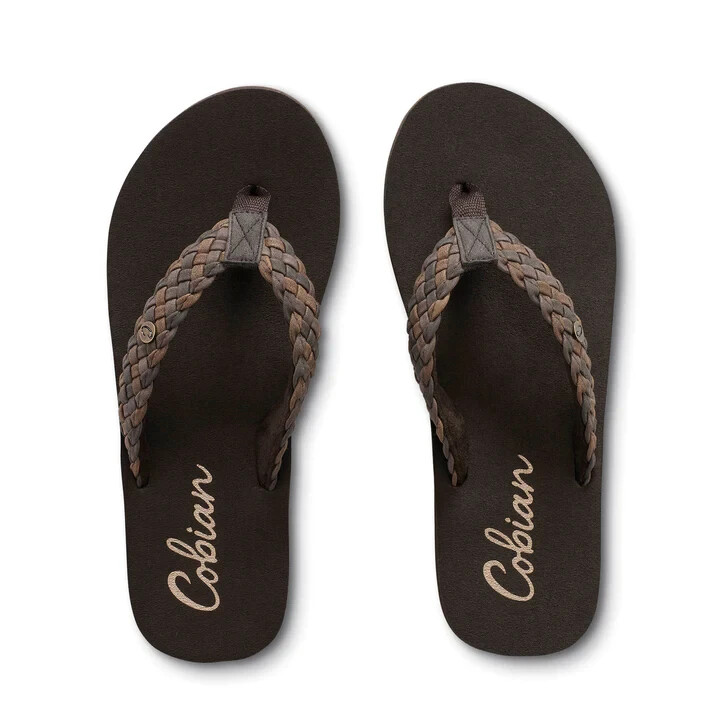 New Women's Chocolate Cobian Braided Bounce Flip Flops Sandals Size 6