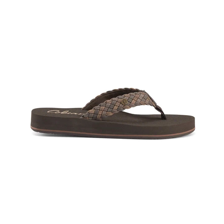 New Women's Chocolate Cobian Braided Bounce Flip Flops Sandals Size 6