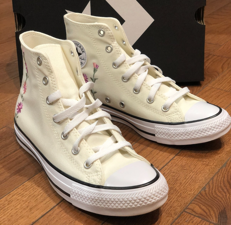*NEW* Youth Big Kids CONVERSE CTAL FLORALS HIGH TOP EGRET /LT JITTER (A11774F)