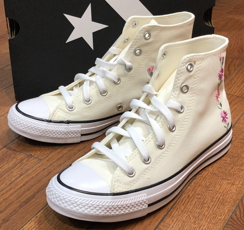 *NEW* Youth Big Kids CONVERSE CTAL FLORALS HIGH TOP EGRET /LT JITTER (A11774F)