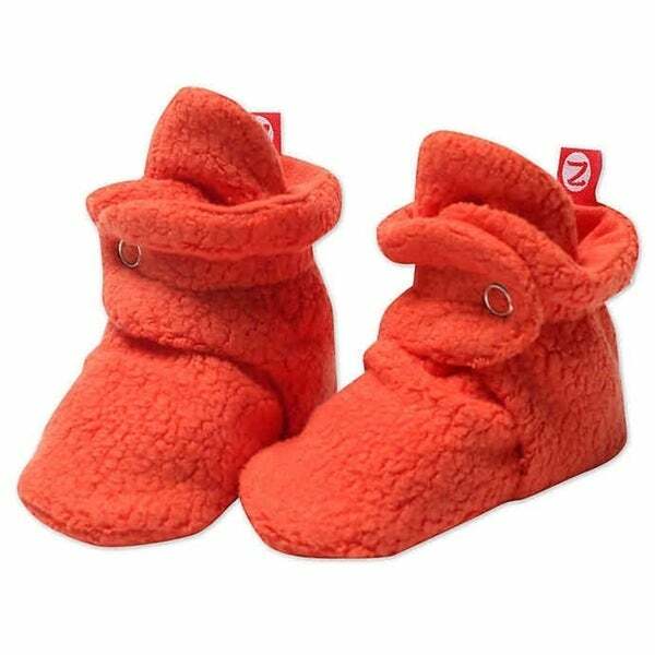 NEW Zutano Original Fleece Booties 12M Mandarin Orange Stay-On Baby Socks