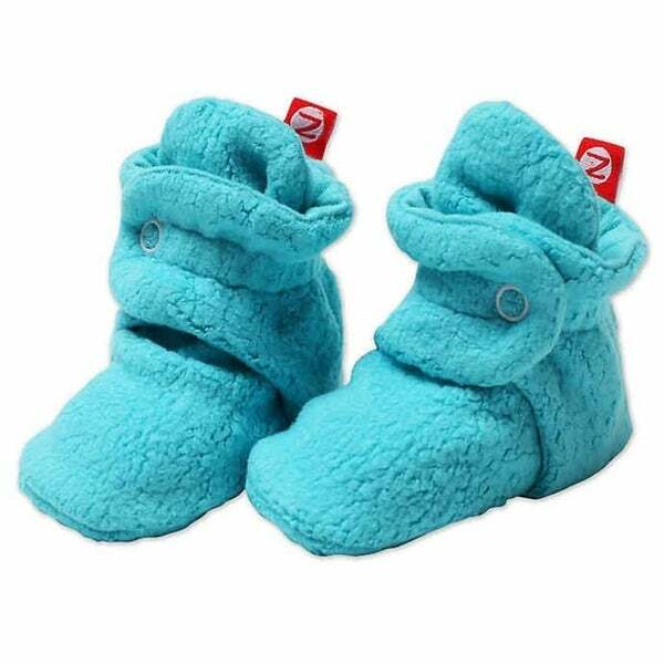 NEW Zutano Snap Fleece Baby Booties 12M Turquoise Pool Stay-On Free Shipping