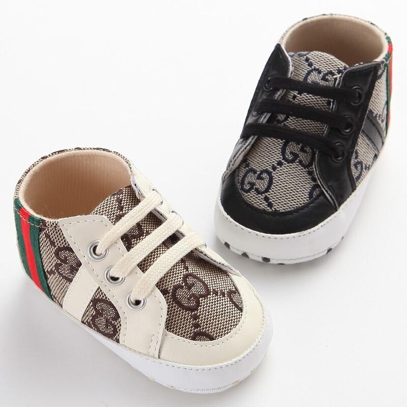 Newborn Baby Boy Crib Shoes Infant White Bule PreWalker Trainers Rubber Sneaker