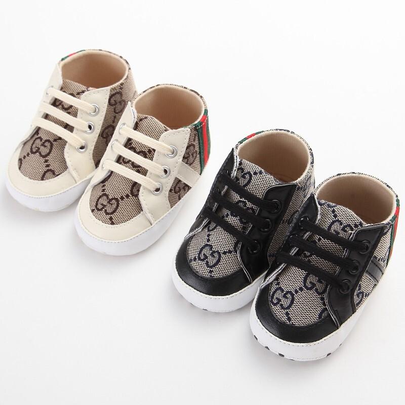 Newborn Baby Boy Crib Shoes Infant White Bule PreWalker Trainers Rubber Sneaker