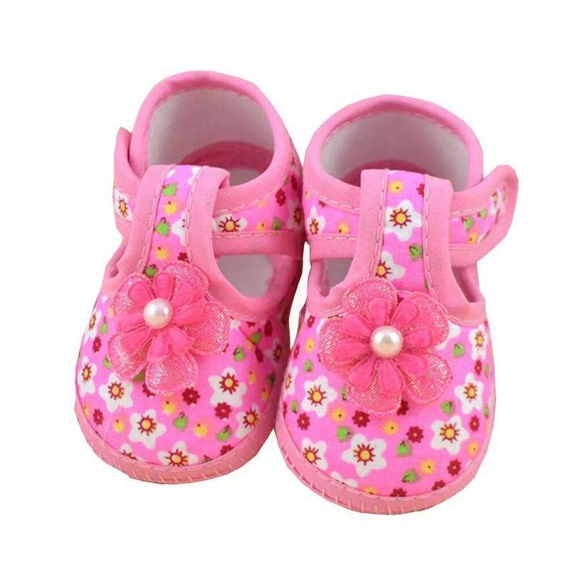Newborn Baby Girl Flower Boots Pre Walker Soft Cute Beauty Pink Cloth Crib Shoes