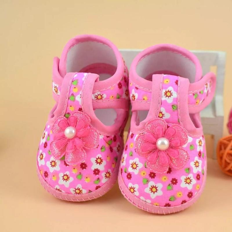 Newborn Baby Girl Flower Boots Pre walker Soft Cute Beauty Pink Cloth Crib Shoes