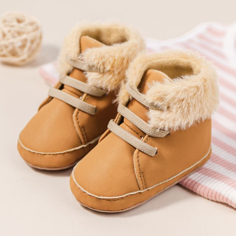 Newborn Baby Girls Boys Pram Shoes Infant Warm Fur Lined Boots Trainers Winter