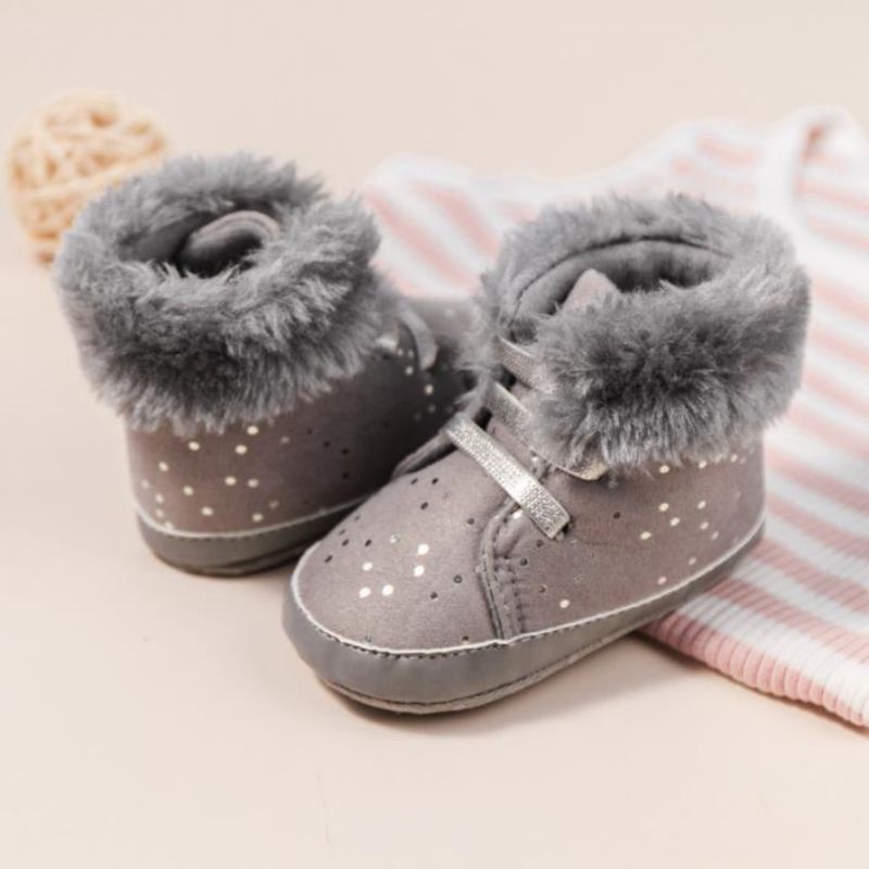 Newborn Baby Girls Boys Pram Shoes Infant Warm Fur Lined Boots Trainers Winter