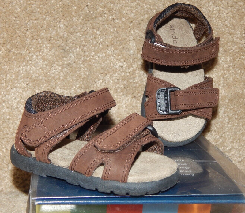 NIB Lil Spinner Brown Leather Sandals STRIDE RITE PreWalkers sz 17 1/2 U.S. 2