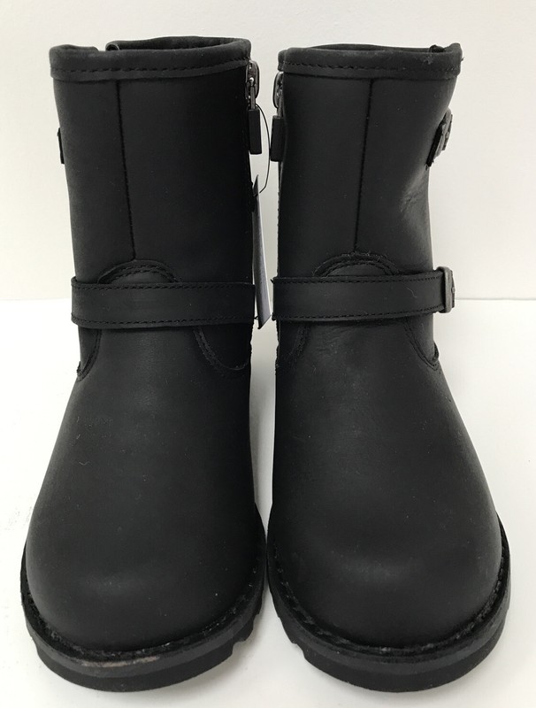 NIB UGG Toddler 10 11 Harwell 2 Buckled Zip Up 1100183T Leather Bootie Black New