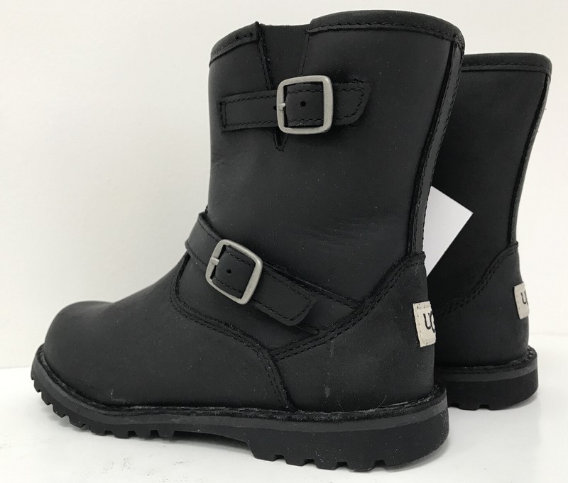 NIB UGG Toddler 10 11 Harwell 2 Buckled Zip Up 1100183T Leather Bootie Black New
