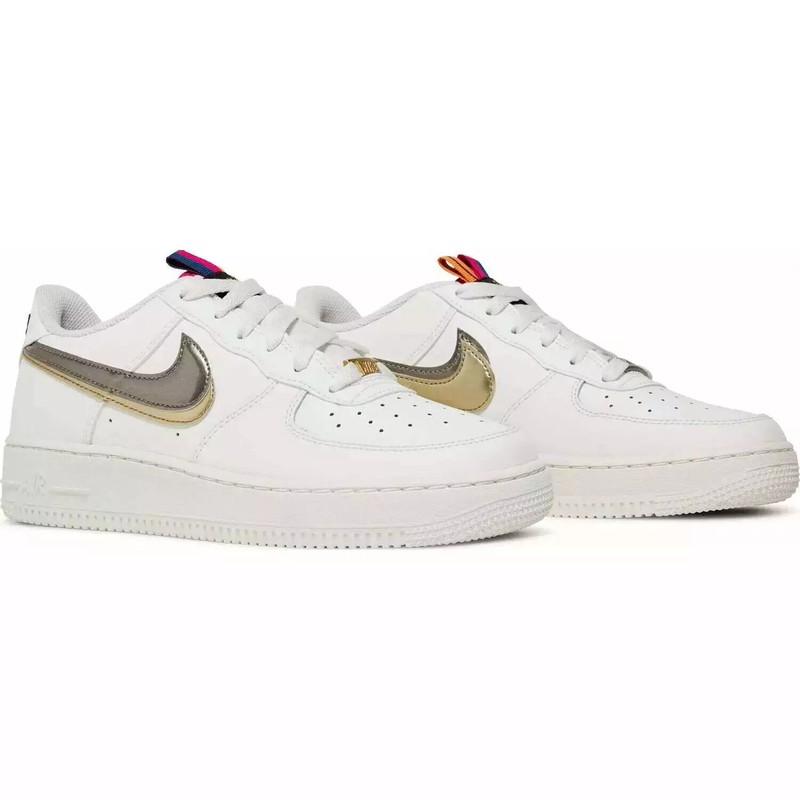 Nike Air Force 1 DH9595-001 Double Swoosh Silver Gold (GS) *ALL SIZES*