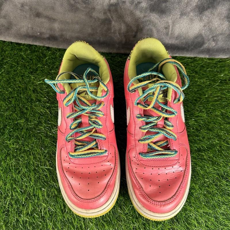 Nike Air Force 1 Girls 5.5Y Pink White Shoes Sneaker Athletic Casual Gym