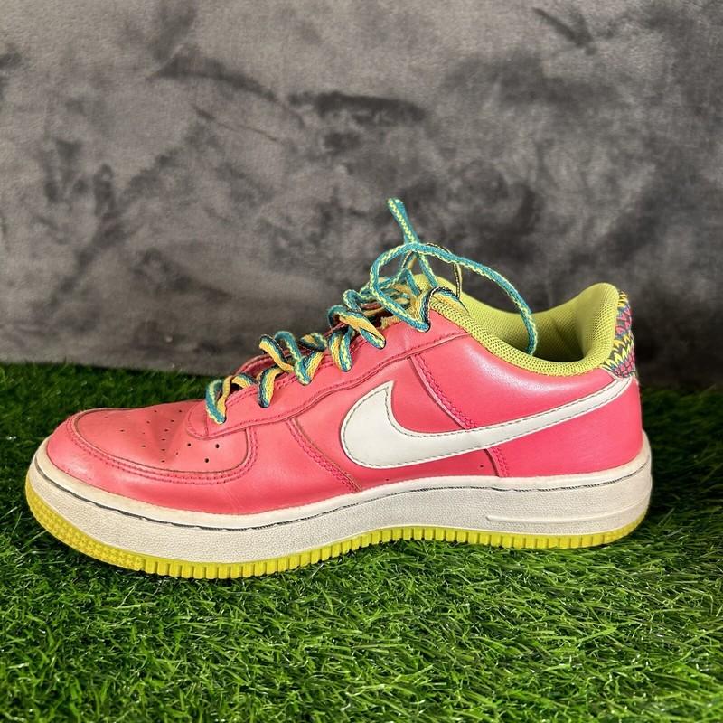 Nike Air Force 1 Girls 5.5Y Pink White Shoes Sneaker Athletic Casual Gym