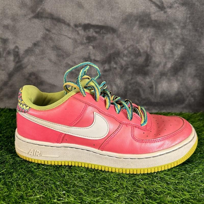 Nike Air Force 1 Girls 5.5Y Pink White Shoes Sneaker Athletic Casual Gym