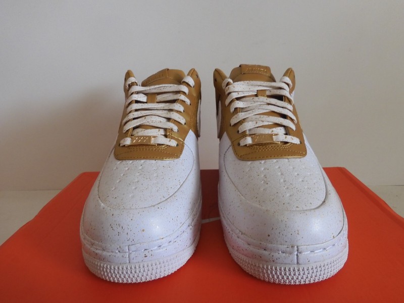 NIKE AIR FORCE 1 LOW SUPREME 1/0 TZ WHITE-METALLIC GOLD SZ 12 [516630-170]
