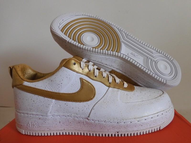 NIKE AIR FORCE 1 LOW SUPREME 1/0 TZ WHITE-METALLIC GOLD SZ 12 [516630-170]
