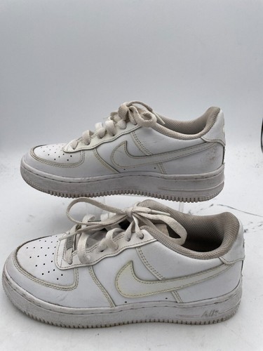 Nike Air Force 1 Sneakers Boy's Sz 4.5Y White Leather Lace-Up 314192-117