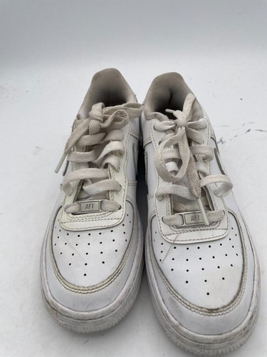 Nike Air Force 1 Sneakers Boy's Sz 4.5Y White Leather Lace-Up 314192-117
