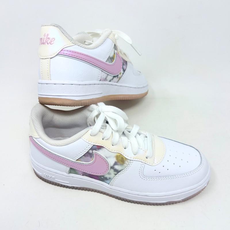 Nike Air Force ONE 1 Low Floral White/Light Arctic Pink-Metallic Silver 2Y