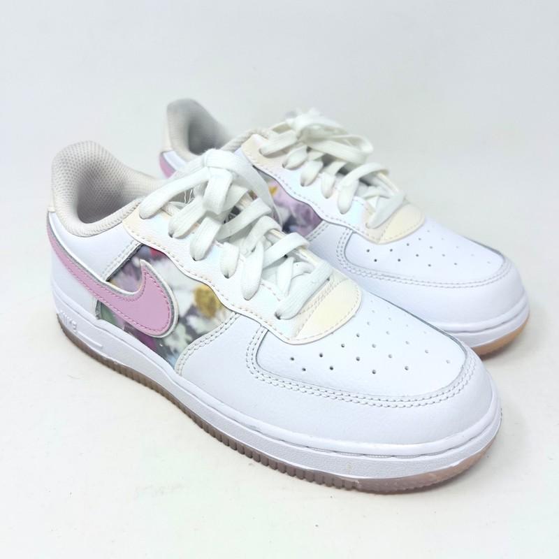 Nike Air Force ONE 1 Low Floral White/Light Arctic Pink-Metallic Silver 2Y