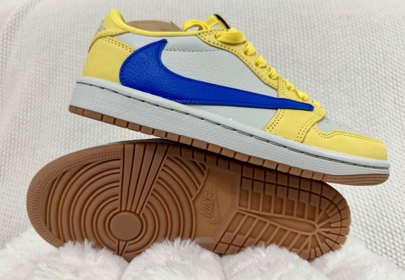 Nike Air Jordan 1 Low Travis Scott Canary WMNS Lifestyle Casual Sneakers 5.5 US