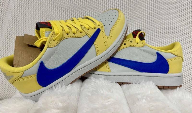 Nike Air Jordan 1 Low Travis Scott Canary WMNS Lifestyle Casual Sneakers 5.5 US