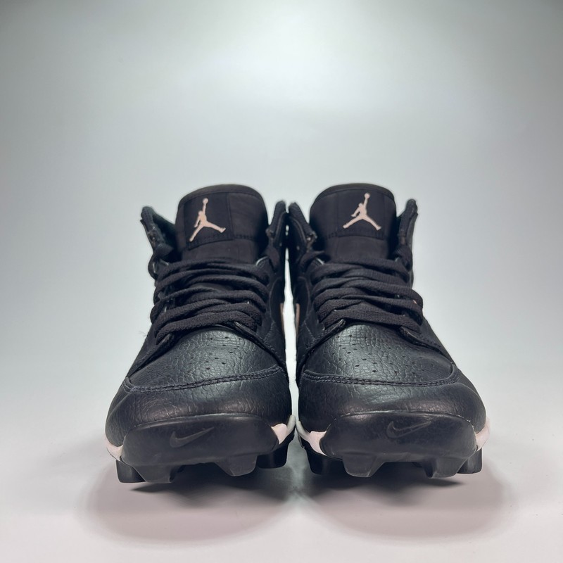 Nike Air Jordan 1 Mid Black White Football Cleats HF6883-001 Youth Boys Size 3.5
