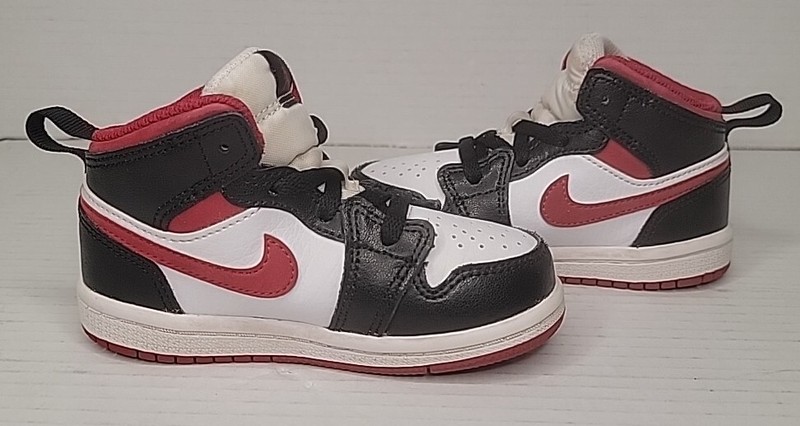 NIKE Air Jordan 1 Mid PS/Kids Black/Gym Red/White Size 7C