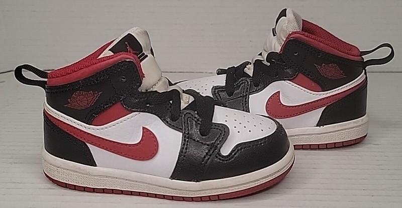 NIKE Air Jordan 1 Mid PS/Kids Black/Gym Red/White Size 7C