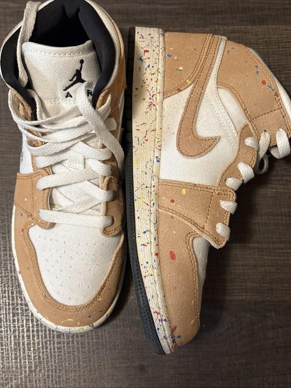 Nike Air Jordan 1 Mid SE Brushstroke Paint Splatter Boys Size 4.5