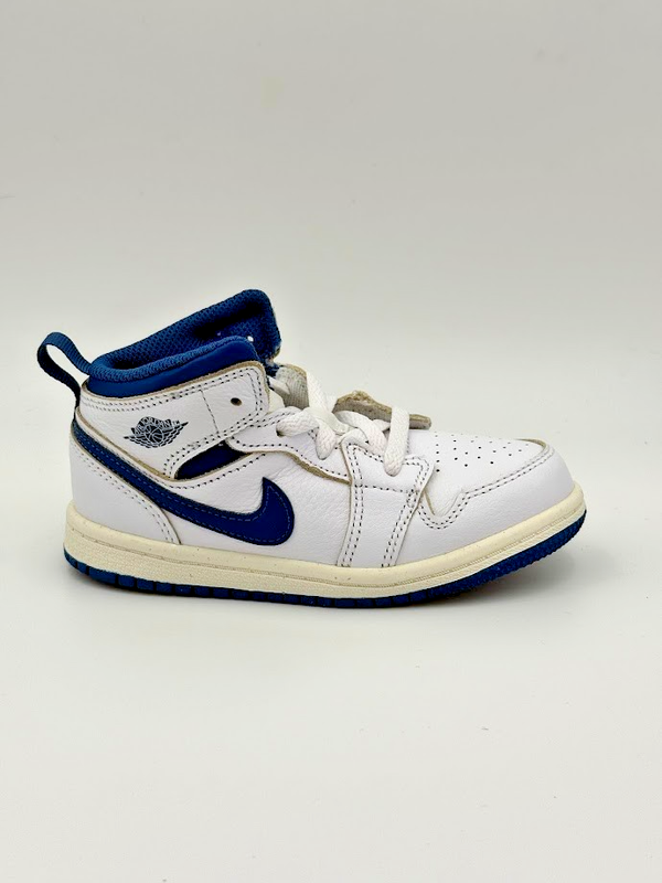 Nike Air Jordan 1 Mid SE (TD) FN7537 141 Kids Shoes White/Industrial Blue-Sail
