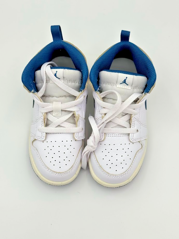 Nike Air Jordan 1 Mid SE (TD) FN7537 141 Kids Shoes White/Industrial Blue-Sail
