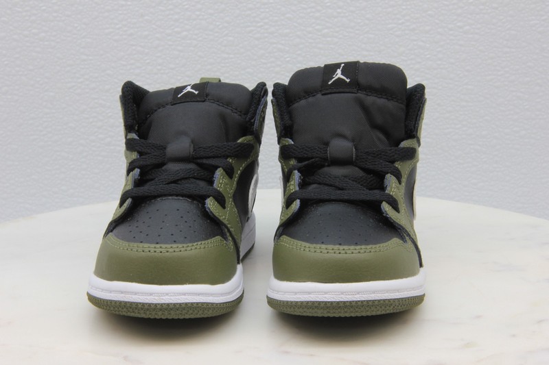 Nike Air Jordan 1 Mid (TD) Black/White-Olive DQ8425 092 Toddler Size 8c