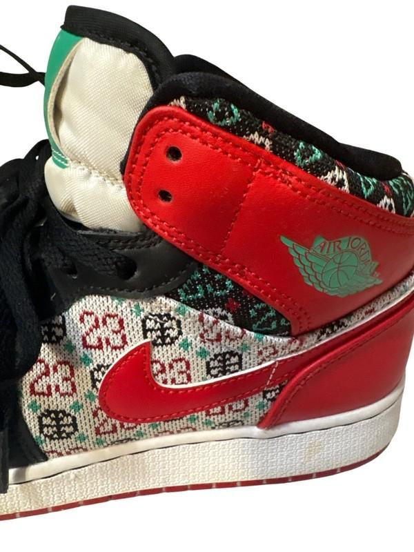 Nike Air Jordan 1 Mid Xmas Sweater Youth Sneakers 6Y