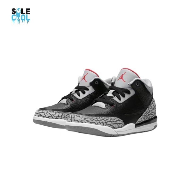 Nike Air Jordan 3 Retro Black Cement Grey Red PS Preschool Shoes DM0966-010