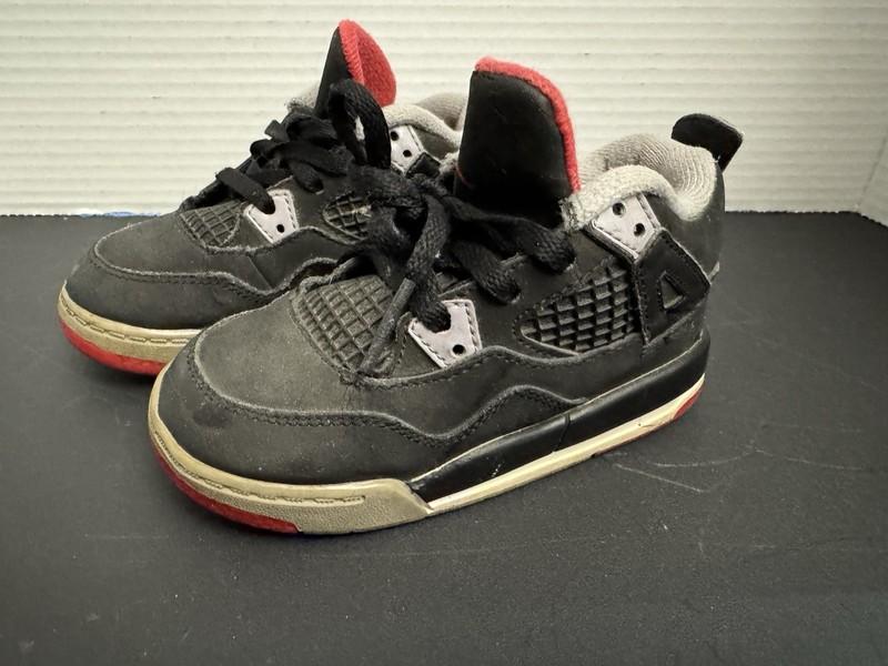 Nike Air Jordan 4 IV Retro TD Bred 308500-089 2012 6c Kids Toddler Black Red