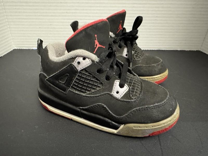 Nike Air Jordan 4 IV Retro TD Bred 308500-089 2012 6c Kids Toddler Black Red