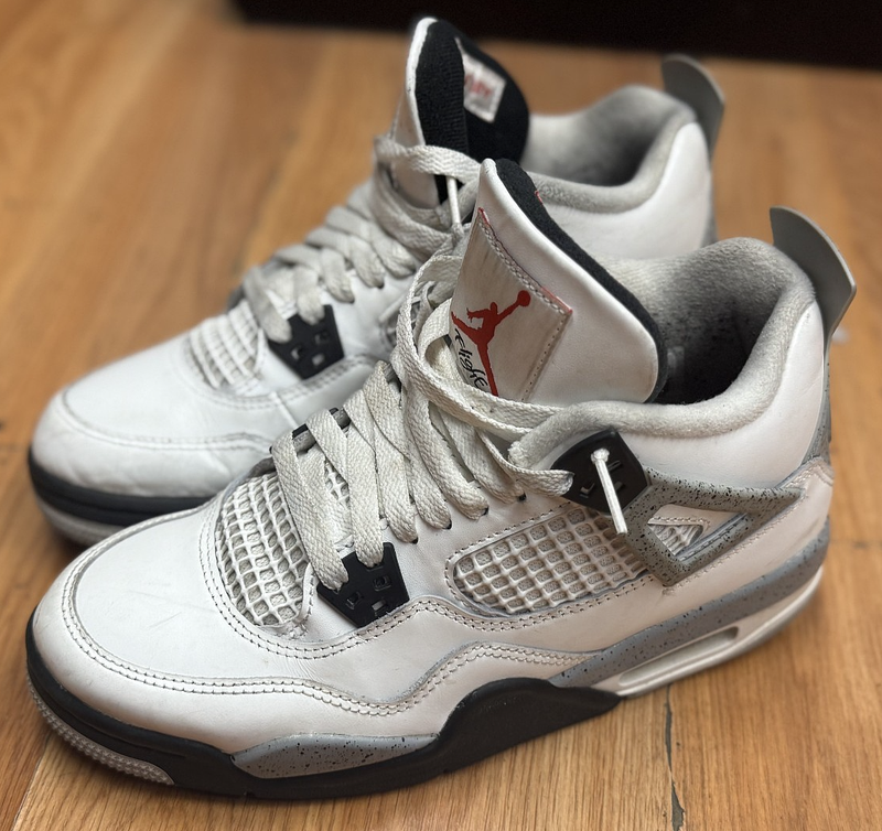 NIKE AIR JORDAN 4 RETRO GOAT SUMMIT WHITE/ RED FIRE KID'S SNEAKERS SIZE-US-6Y