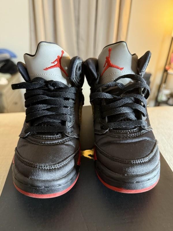 Nike Air Jordan 5 Retro Black Red Satin Bred Shoes 440889-006 Kid’s SZ 11C