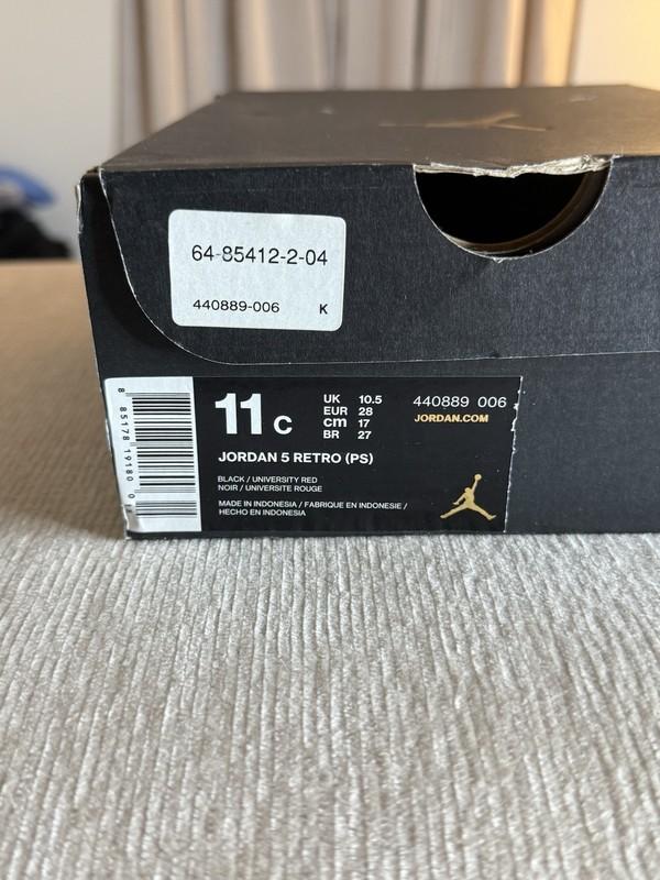 Nike Air Jordan 5 Retro Black Red Satin Bred Shoes 440889-006 Kid’s SZ 11C